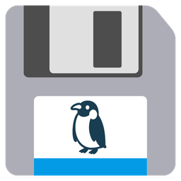 penguin and floppy disk