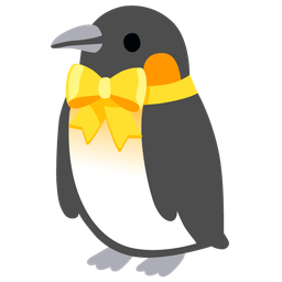 penguin and heart with ribbon