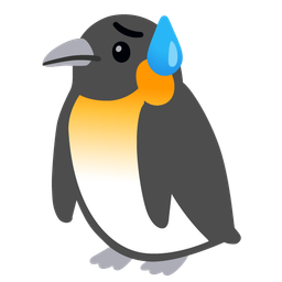 penguin and sad but relieved face