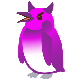 penguin and smiling face with horns