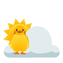 penguin and sun behind cloud
