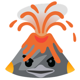 penguin and volcano