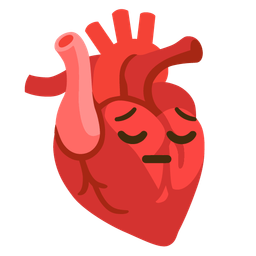 pensive face and anatomical heart