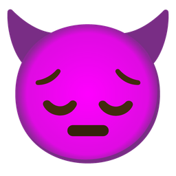 pensive face and angry face with horns