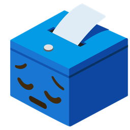 pensive face and ballot box with ballot
