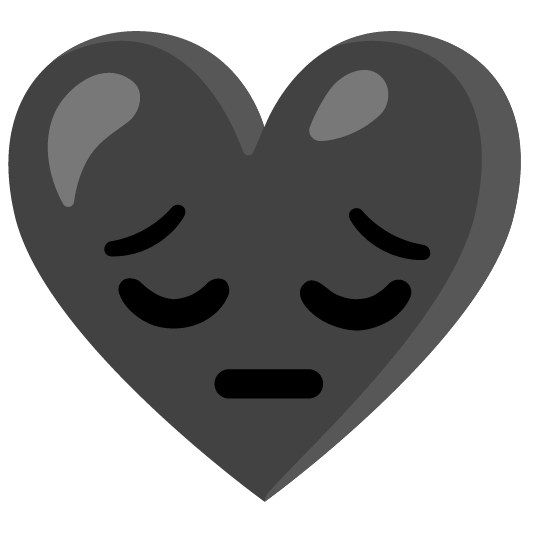 Pensive face and Black heart