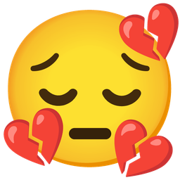 pensive face and broken heart