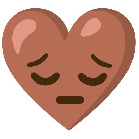 Pensive face and Brown heart