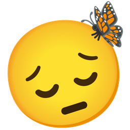 pensive face and butterfly