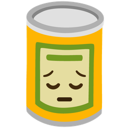 pensive face and canned food