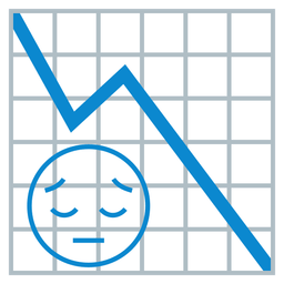 pensive face and chart decreasing