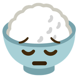 pensive face and cooked rice