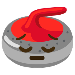 pensive face and curling stone