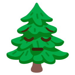 pensive face and evergreen tree