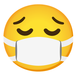 pensive face and face with medical mask