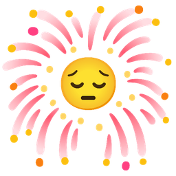 pensive face and fireworks