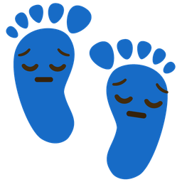 pensive face and footprints