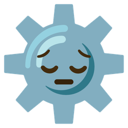 pensive face and gear