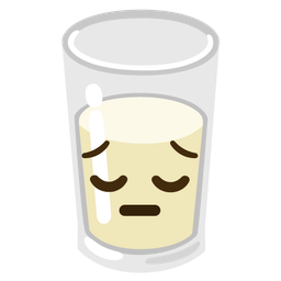 pensive face and glass of milk