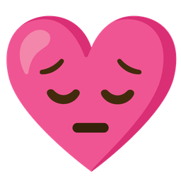 pensive face and heart with ribbon