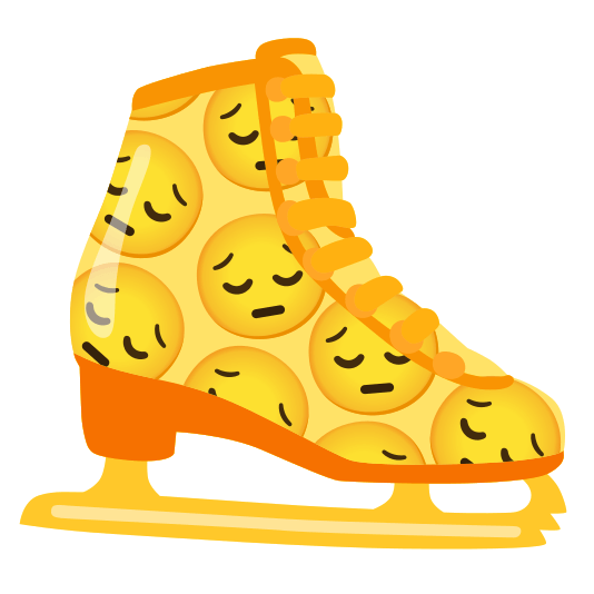 Pensive face and Ice skate