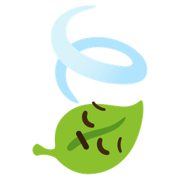 pensive face and leaf fluttering in wind