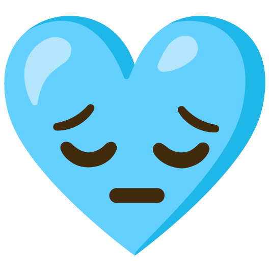 Pensive face and Light blue heart