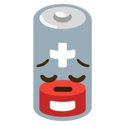 pensive face and low battery