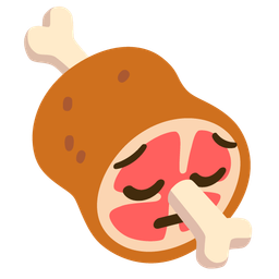 pensive face and meat on bone