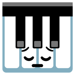 pensive face and musical keyboard