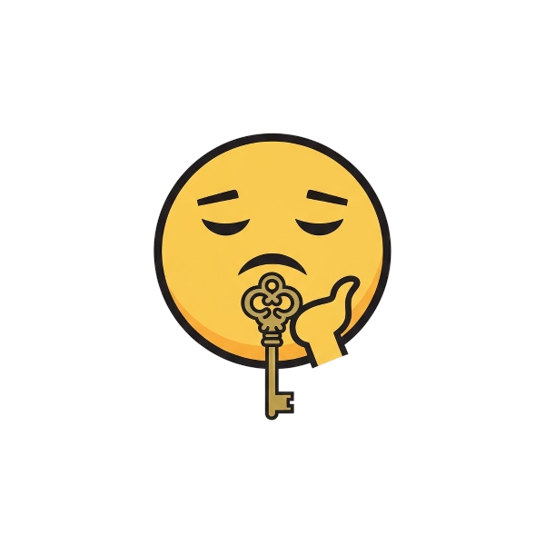 Pensive face and Old key