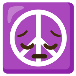 pensive face and peace symbol