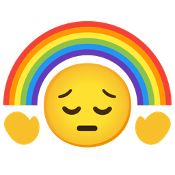 pensive face and rainbow