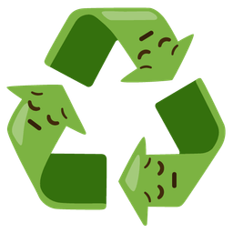 pensive face and recycling symbol