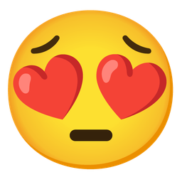 Pensive face and Smiling face with heart-eyes