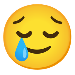 Pensive face and Smiling face with tear