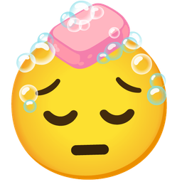 pensive face and soap