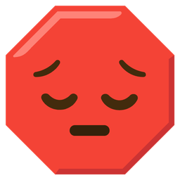 pensive face and stop sign