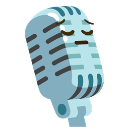 pensive face and studio microphone