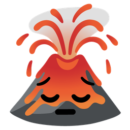 pensive face and volcano