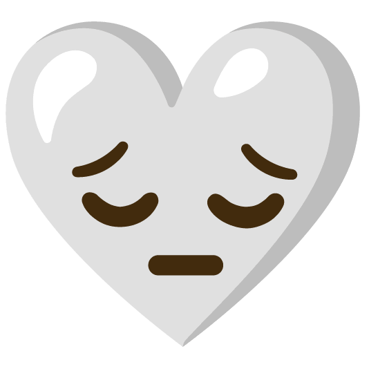 Pensive face and White heart