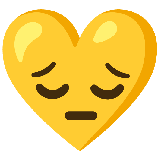 Pensive face and Yellow heart