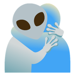 People hugging and Alien