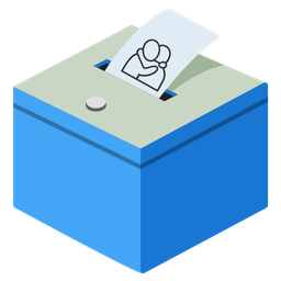 People hugging and Ballot box with ballot