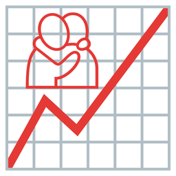People hugging and Chart increasing