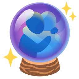 People hugging and Crystal ball