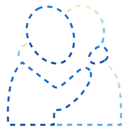 People hugging and Dotted line face