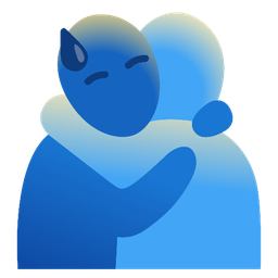 People hugging and Downcast face with sweat