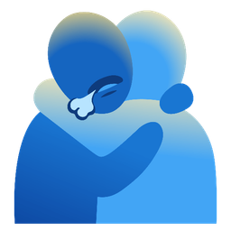 People hugging and Face exhaling