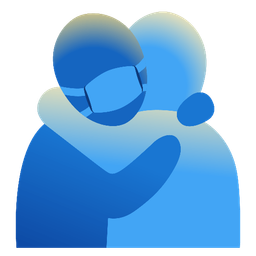 People hugging and Face with medical mask